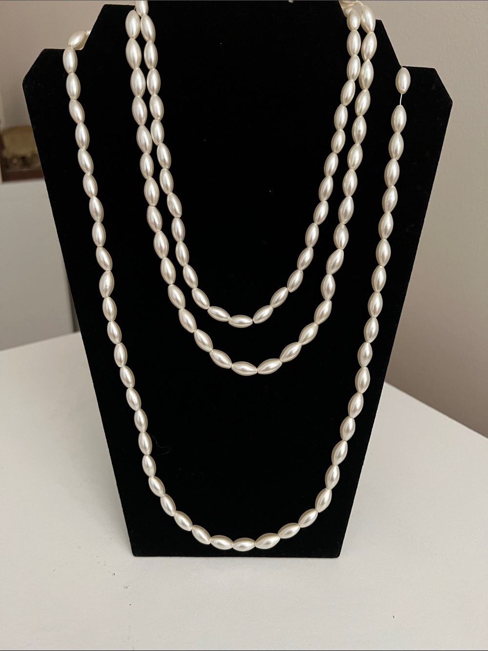 Vintage Classic Long Pearl Bead Necklace - Ivory - Layered